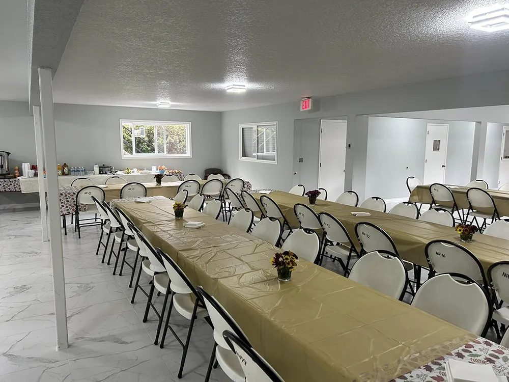 tables and chairs set up for an event at Casa de Dios Woodburn